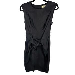 Moulinette Soeurs, Size 2, Black Shift Dress, Silk/Cotton Blend, Herringbone